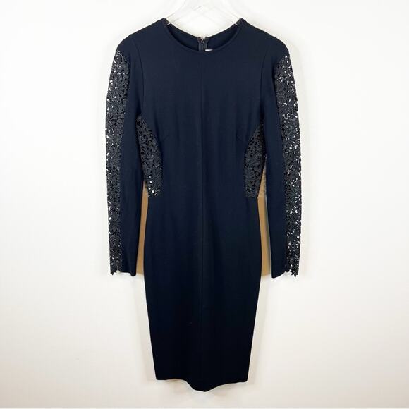 Stella McCartney Lace Paneled Bodycon Midi Dress 8 Black - Picture 1 of 7